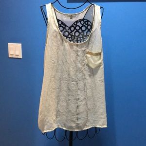 CUTE SEE-THRU TANK IN MEDIUM WITH CRYSTALS